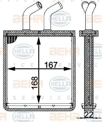 HELLA Теплообменник, отопление салона 8FH 351 045-111