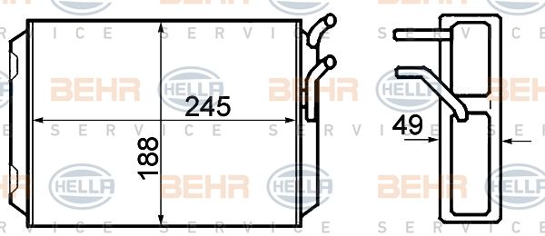 HELLA Теплообменник, отопление салона 8FH 351 308-761