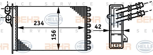 HELLA Теплообменник, отопление салона 8FH 351 311-021