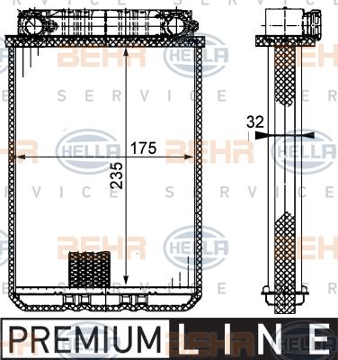 HELLA Теплообменник, отопление салона 8FH 351 311-181