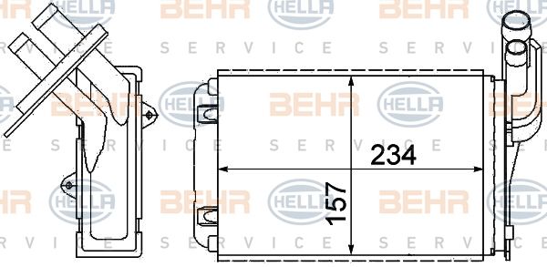 HELLA Теплообменник, отопление салона 8FH 351 311-631