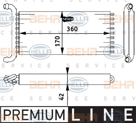 HELLA Теплообменник, отопление салона 8FH 351 312-141