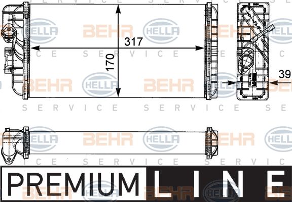 HELLA Теплообменник, отопление салона 8FH 351 312-431