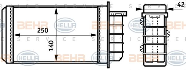 HELLA Теплообменник, отопление салона 8FH 351 313-191