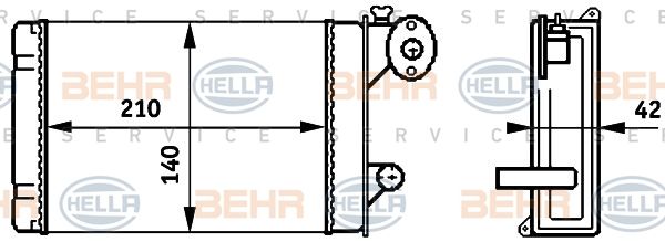 HELLA šilumokaitis, salono šildymas 8FH 351 313-341