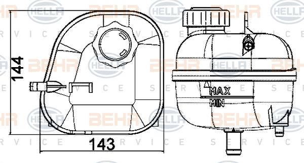 HELLA išsiplėtimo bakelis, aušinimo skystis 8MA 376 737-184