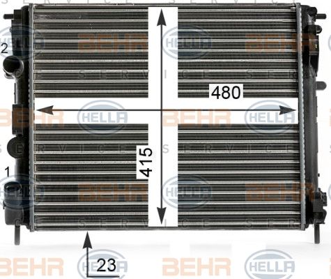 HELLA Радиатор, охлаждение двигателя 8MK 376 700-581