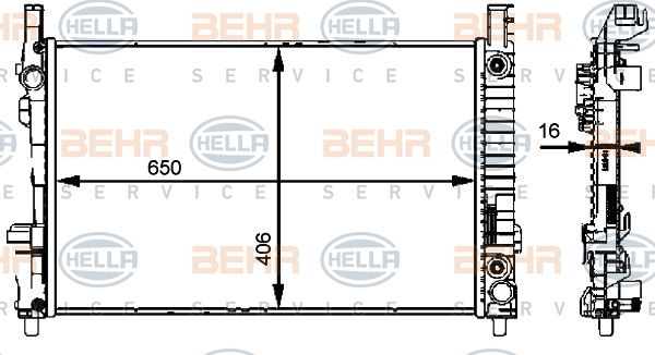 HELLA radiatorius, variklio aušinimas 8MK 376 721-034