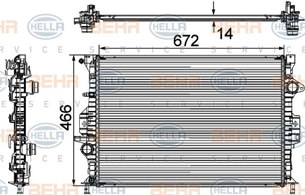 HELLA radiatorius, variklio aušinimas 8MK 376 745-594