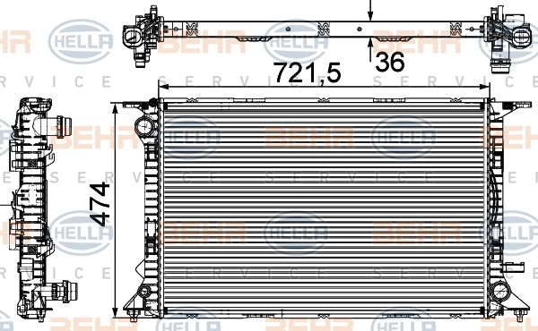 HELLA radiatorius, variklio aušinimas 8MK 376 745-644
