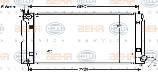 HELLA Радиатор, охлаждение двигателя 8MK 376 753-731