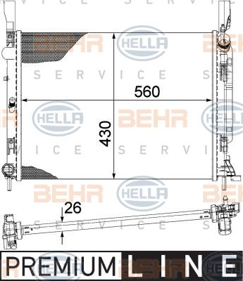 HELLA Радиатор, охлаждение двигателя 8MK 376 755-501