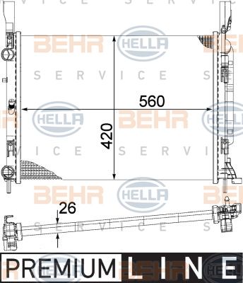 HELLA Радиатор, охлаждение двигателя 8MK 376 755-531