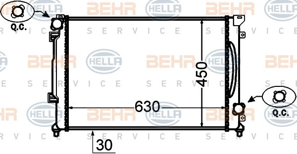 HELLA Радиатор, охлаждение двигателя 8MK 376 766-191