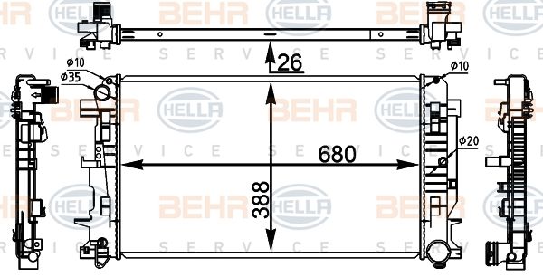 HELLA radiatorius, variklio aušinimas 8MK 376 782-054