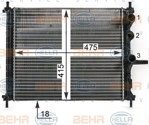 HELLA radiatorius, variklio aušinimas 8MK 376 900-091