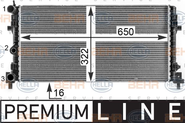 HELLA radiatorius, variklio aušinimas 8MK 376 902-001