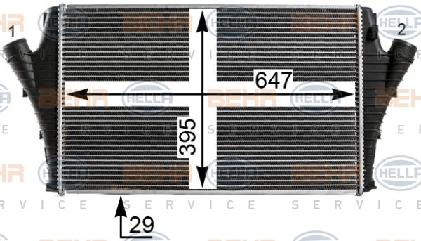 HELLA tarpinis suslėgto oro aušintuvas, kompresorius 8ML 376 700-671