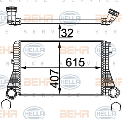 HELLA tarpinis suslėgto oro aušintuvas, kompresorius 8ML 376 723-544