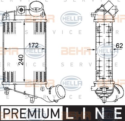 HELLA tarpinis suslėgto oro aušintuvas, kompresorius 8ML 376 746-561