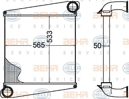 HELLA tarpinis suslėgto oro aušintuvas, kompresorius 8ML 376 758-181