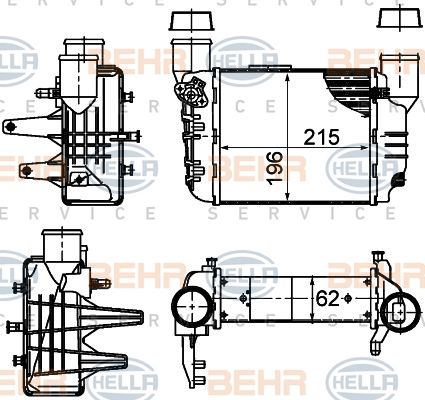 HELLA tarpinis suslėgto oro aušintuvas, kompresorius 8ML 376 783-581