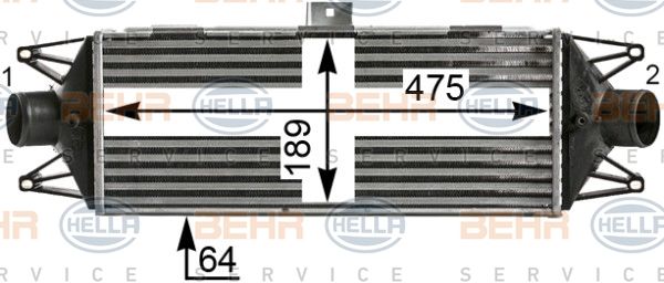 HELLA tarpinis suslėgto oro aušintuvas, kompresorius 8ML 376 900-451