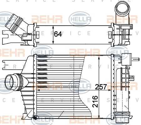 HELLA tarpinis suslėgto oro aušintuvas, kompresorius 8ML 376 988-164