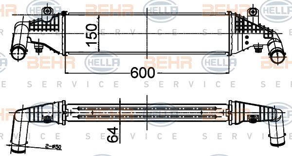 HELLA tarpinis suslėgto oro aušintuvas, kompresorius 8ML 376 988-284