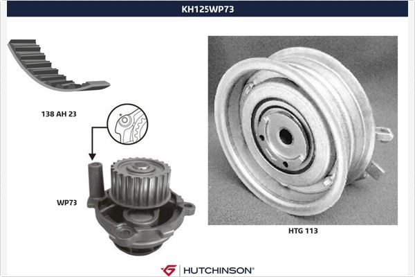 HUTCHINSON vandens siurblio ir paskirstymo diržo komplektas KH 125WP73