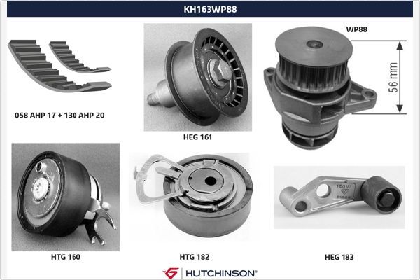 HUTCHINSON Водяной насос + комплект зубчатого ремня KH 163WP88