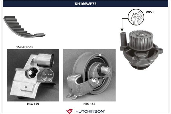 HUTCHINSON Водяной насос + комплект зубчатого ремня KH 166WP73