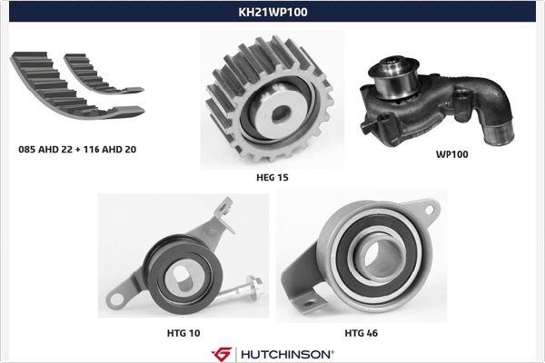 HUTCHINSON vandens siurblio ir paskirstymo diržo komplektas KH 21WP100