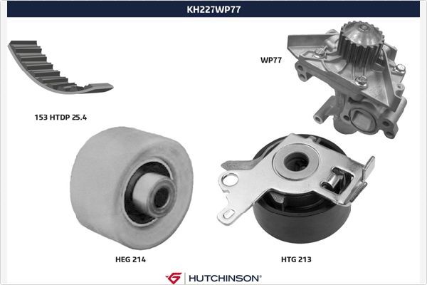 HUTCHINSON vandens siurblio ir paskirstymo diržo komplektas KH 227WP77