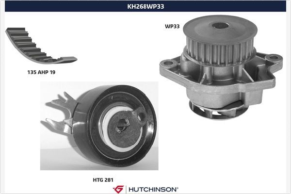 HUTCHINSON vandens siurblio ir paskirstymo diržo komplektas KH 268WP33