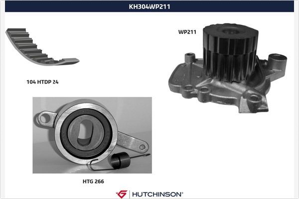 HUTCHINSON vandens siurblio ir paskirstymo diržo komplektas KH 304WP211