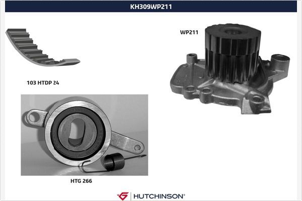 HUTCHINSON vandens siurblio ir paskirstymo diržo komplektas KH 309WP211
