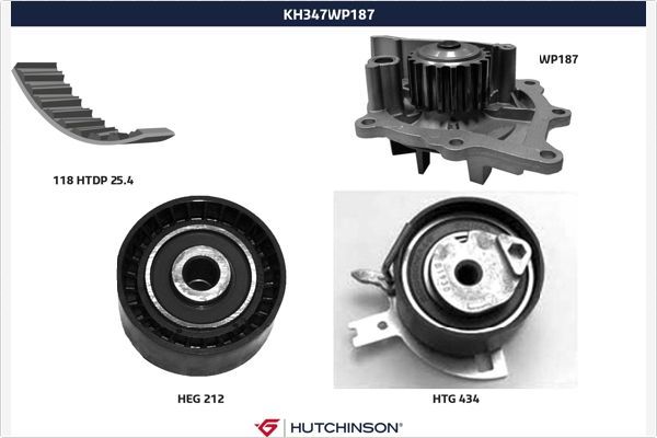 HUTCHINSON Водяной насос + комплект зубчатого ремня KH 347WP187