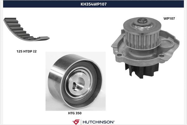 HUTCHINSON vandens siurblio ir paskirstymo diržo komplektas KH 354WP107