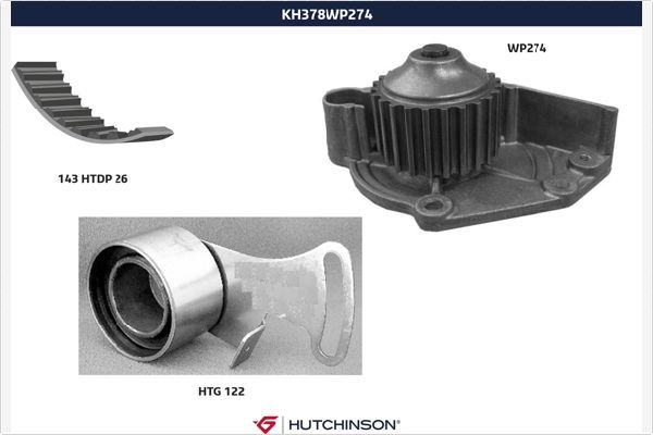 HUTCHINSON vandens siurblio ir paskirstymo diržo komplektas KH 378WP274