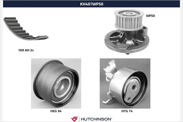 HUTCHINSON vandens siurblio ir paskirstymo diržo komplektas KH 407WP50