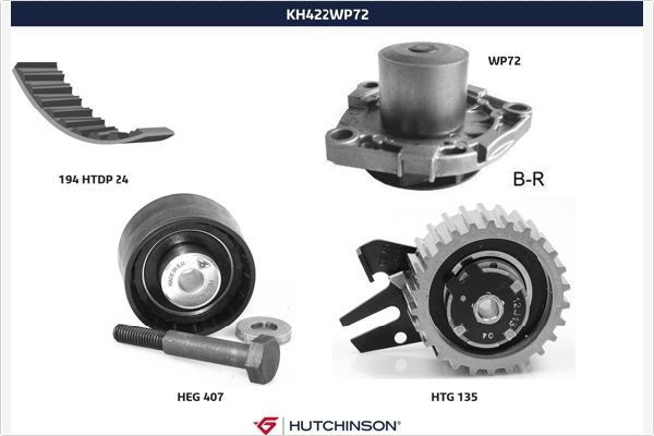 HUTCHINSON Водяной насос + комплект зубчатого ремня KH 422WP72