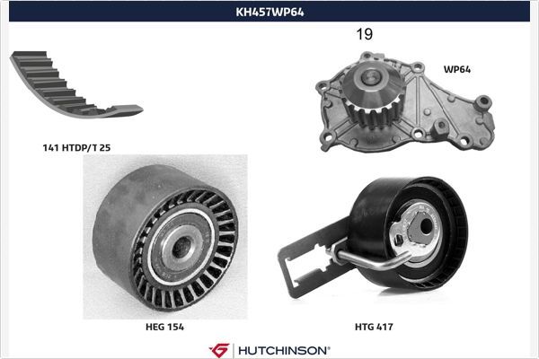 HUTCHINSON Водяной насос + комплект зубчатого ремня KH 457WP64