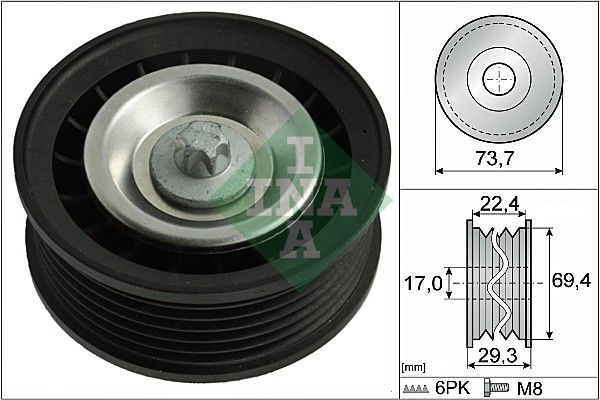 INA kreipiantysis skriemulys, V formos rumbuotas dirža 532 0784 10