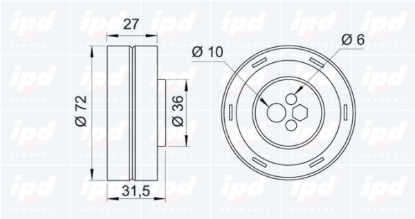 IPD Натяжной ролик, ремень ГРМ 14-0118