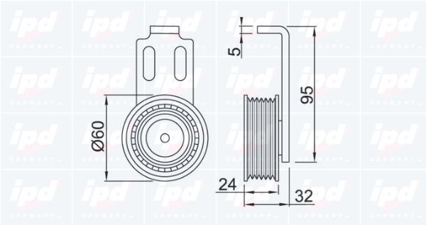 IPD Натяжной ролик, поликлиновой ремень 14-0424