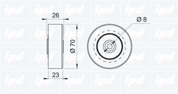 IPD Натяжной ролик, поликлиновой ремень 14-0498