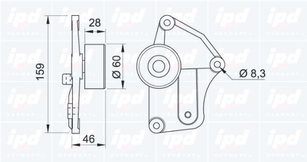 IPD kreipiantysis skriemulys, V formos rumbuotas dirža 14-0523