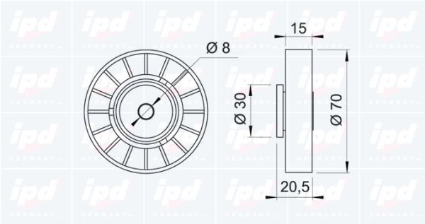 IPD kreipiantysis skriemulys, V formos rumbuotas dirža 15-0285