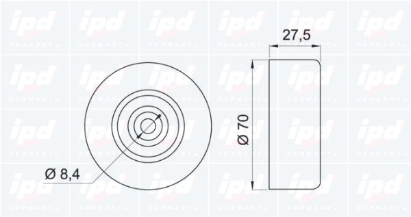 IPD įtempiklio skriemulys, V formos rumbuotas diržas 15-3082